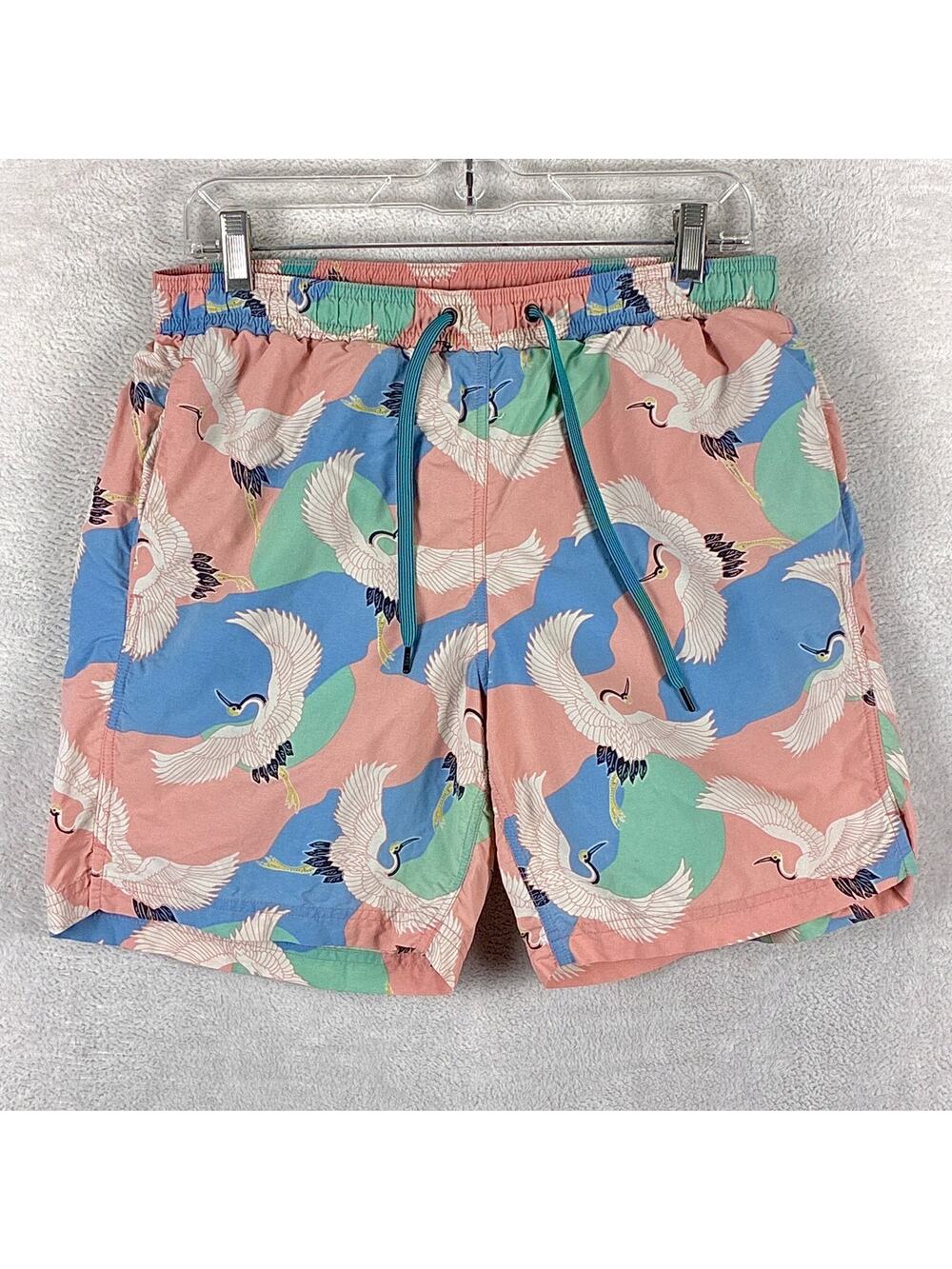 Saxx Shorts Mens M Multicolor Cannonball 2N1 Pastel Cranes AOP Preppy Workout